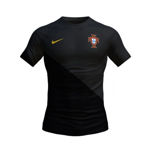 Portugal maglia in modalità notturna uniforme da calcio maglia sportiva del kit da calcio nero da uomo 2024 Euro cup